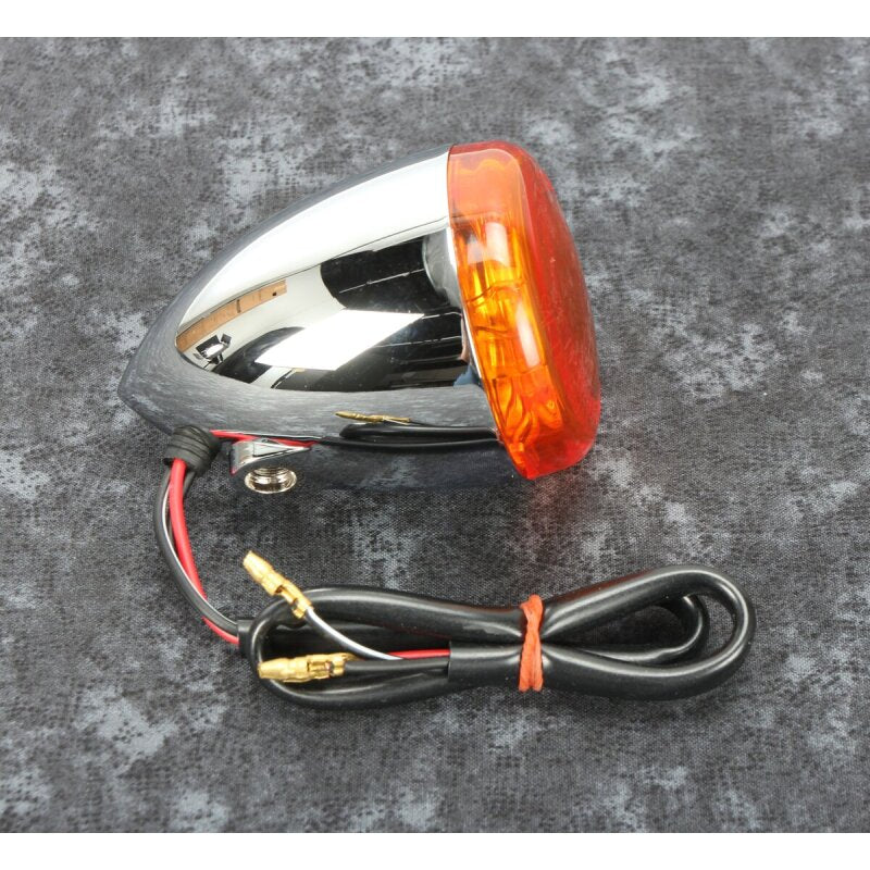 Bikers Choice Chrome Bullet Front Turn Signal Amber Lens Dual Filament Replaces H-D 68885-00 Lights Corner Bikers Choice