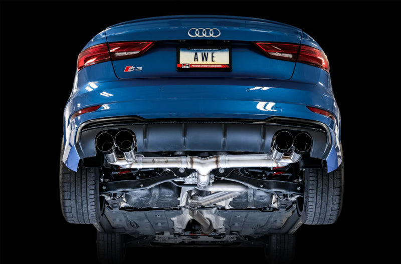 AWE Tuning Audi 8V S3 Track Edition Exhaust w/Diamond Black Tips 102mm Catback AWE Tuning