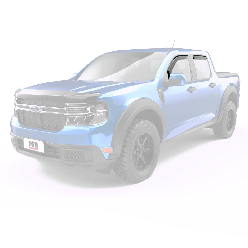 EGR 2022+ Ford Maverick In Channel Window Visors Front/Rear Set - Matte Black Crew Cab Wind Deflectors EGR
