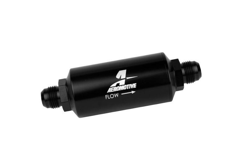 Aeromotive In-Line Filter - AN -10 size Male - 10 Micron Microglass Element - Bright-Dip Black Fuel Filters Aeromotive