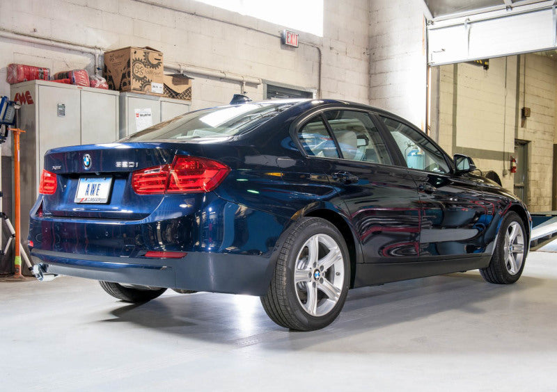 AWE Tuning BMW F30 320i Touring Exhaust &amp; Performance Mid Pipe - Chrome Silver Tip (102mm) Catback AWE Tuning