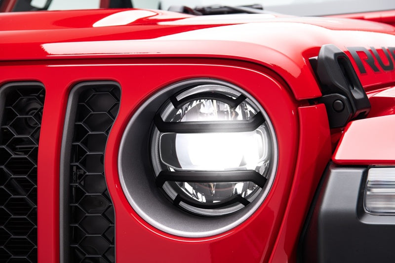 Rugged Ridge 18-20 Jeep Wrangler JL / 2020 Jeep Gladiator JT Black Elite Headlight Guards Black Light Covers and Guards Rugged Ridge