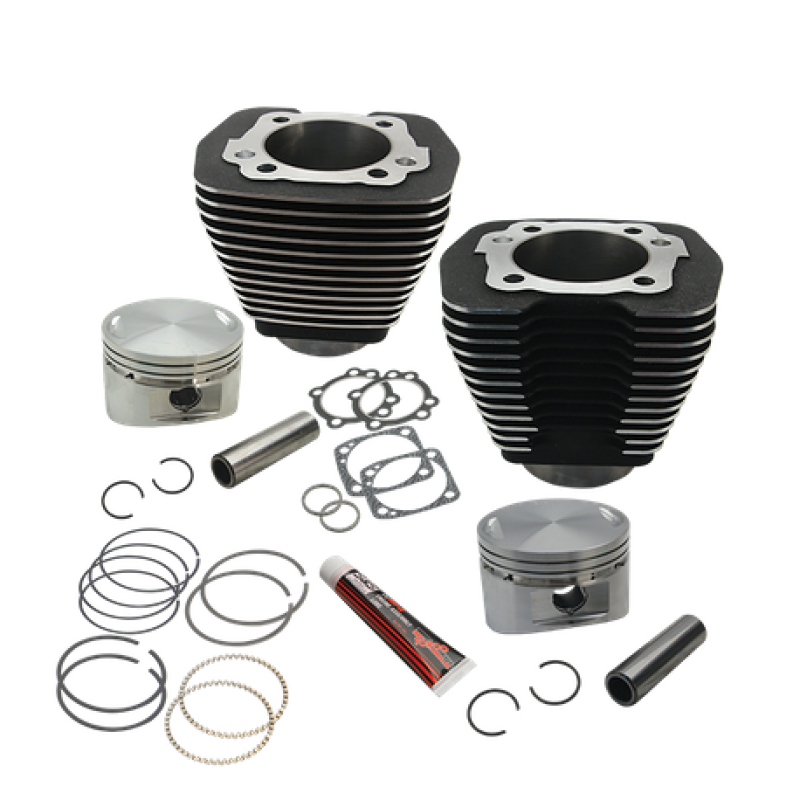 S&S Cycle 84-99 BT w/ Stock Heads 88in 3 5/8in Big Bore Cylinder & Piston Kit - Wrinkle Black Piston Sets - Powersports S&S Cycle