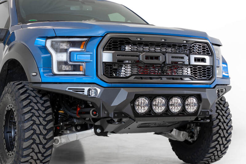 Addictive Desert Designs 17-20 Ford F-150 Raptor Bomber Front Bumper w/ 4 Rigid 360 6in Round Mounts Bumpers - Steel Addictive Desert Designs