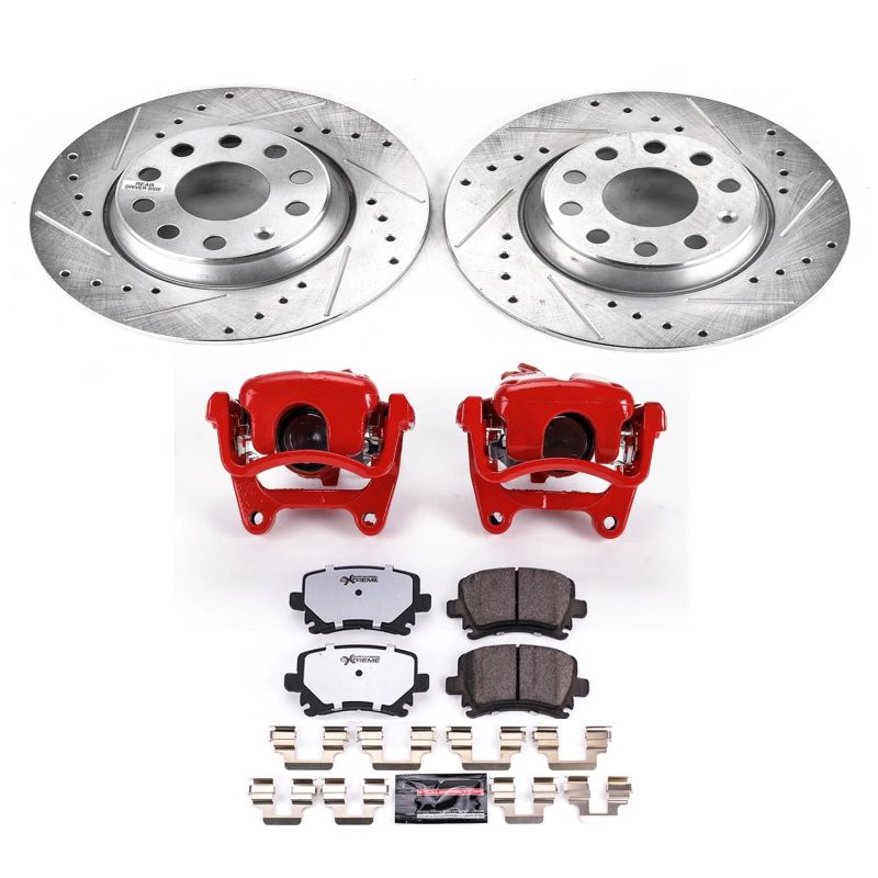 Power Stop 06-08 Audi A3 Rear Z26 Street Warrior Brake Kit w/Calipers Brake Kits - Performance D&S PowerStop