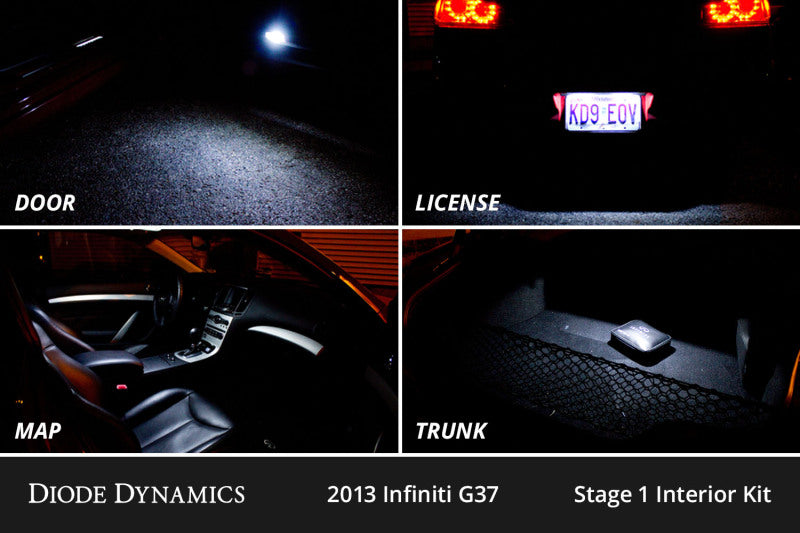 Diode Dynamics 07-15 Infiniti G37 Sedan Interior LED Kit Cool White Stage 2 Dash & Interior Trim Diode Dynamics