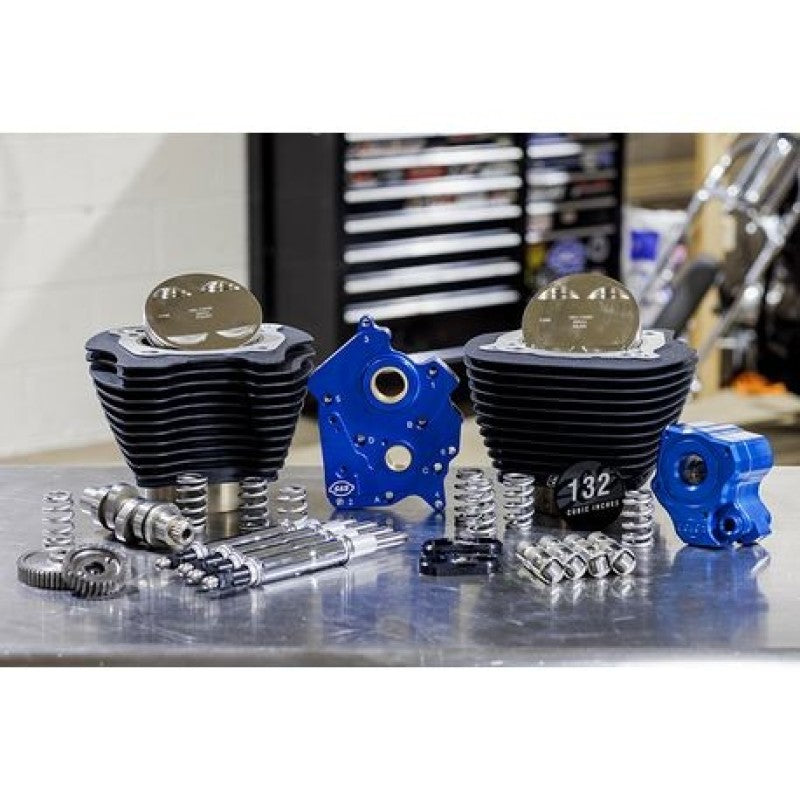 S&S Cycle 2017+ M8 132in Power Pack w/ Chrome Pushrod Tubes & Gear Drive Cam - Black w/o Highlight Piston Sets - Powersports S&S Cycle