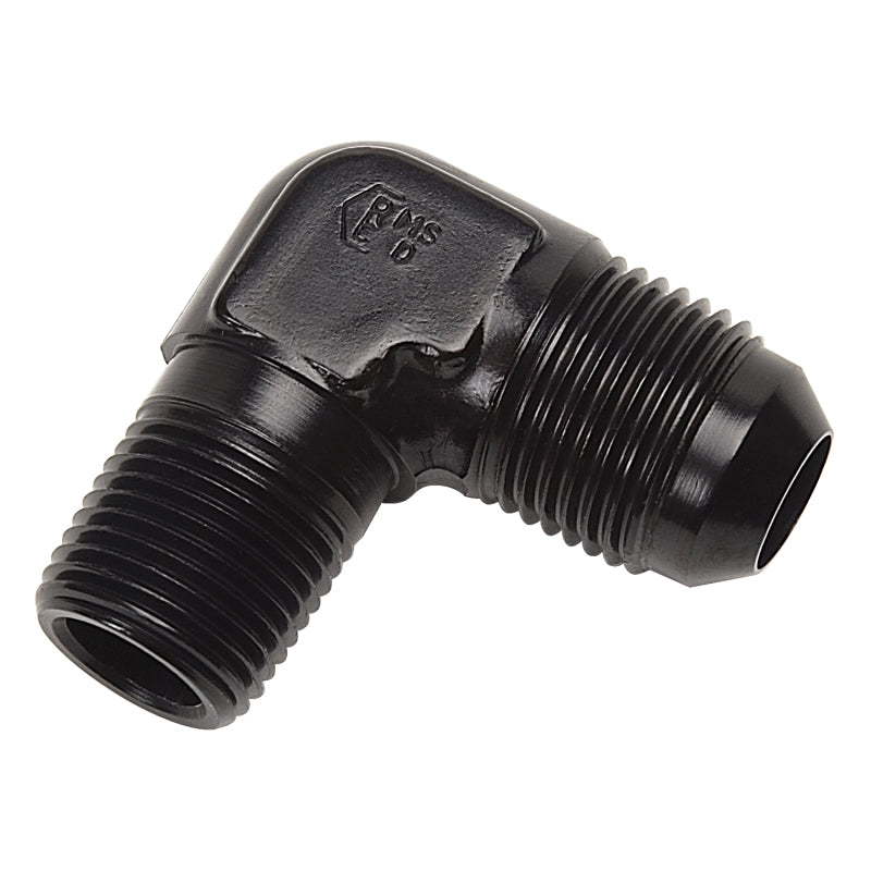 Russell Performance -6 AN to 1/8in NPT 90 Degree Flare to Pipe Adapter (Black) Fittings Russell