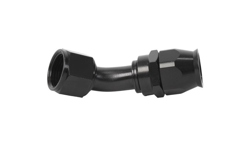Aeromotive PTFE Hose End - AN-12 - 45 Deg - Black Anodized Fittings Aeromotive