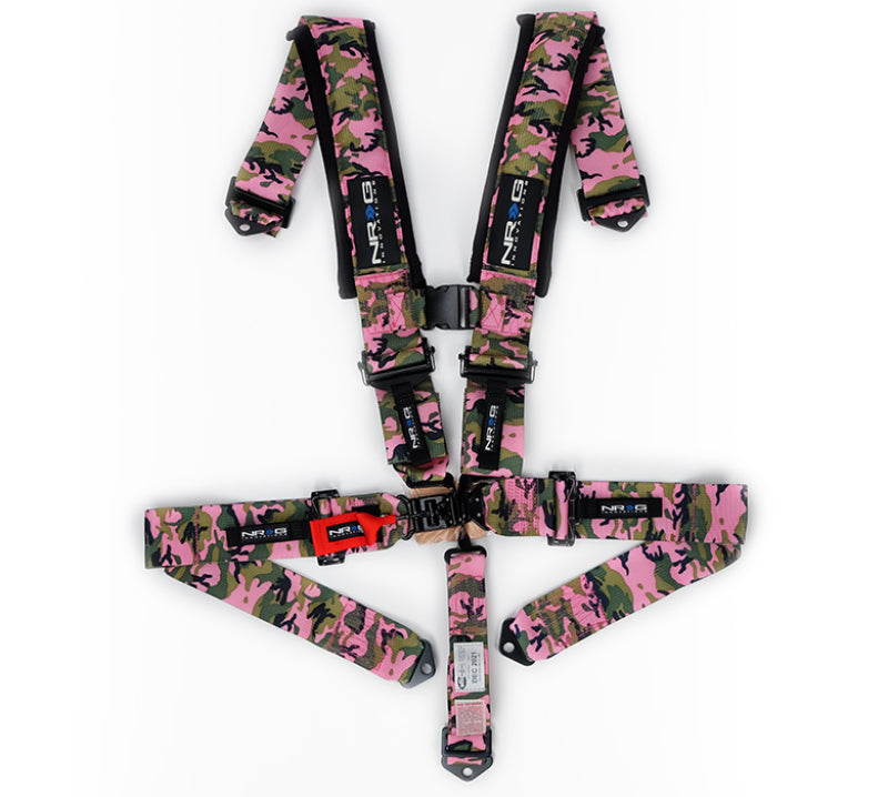 NRG SFI 16.1 5pt 3in. Seat Belt Harness/ Latch Link - Pink Camo Seat Belts & Harnesses NRG