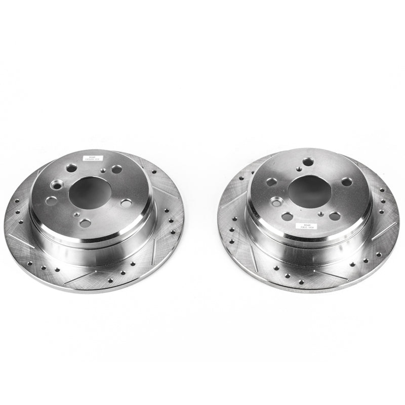Power Stop 97-01 Lexus ES300 Rear Evolution Drilled & Slotted Rotors - Pair Brake Rotors - Slot & Drilled PowerStop