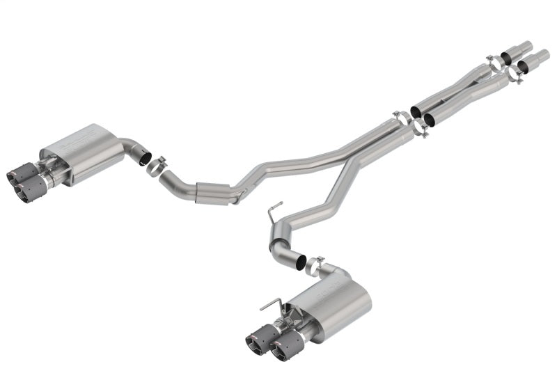 Borla 2018 Ford Mustang GT 5.0L AT/MT 3in S-Type Catback Exhaust Carbon Fiber Tips w/ Valves Catback Borla