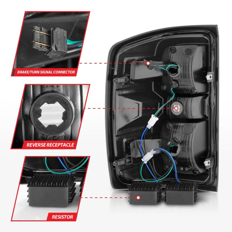 ANZO 15-19 Chevy Silverado 2500HD/3500HD (Factory Halogen Only) LED Tail Lights Smoke w/Clear Lens Tail Lights ANZO