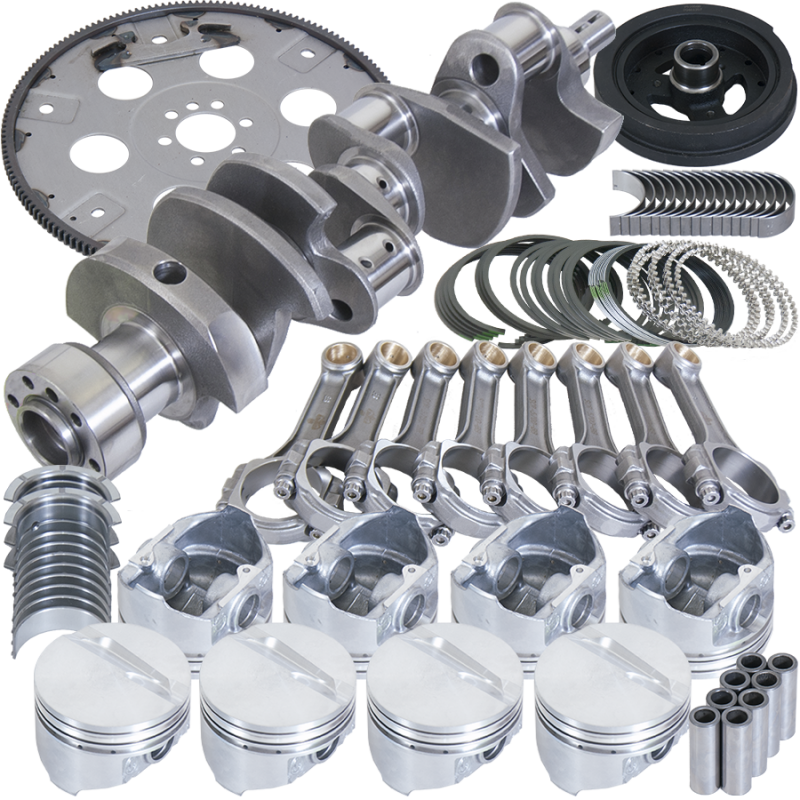Eagle Chevy 350 1Pc 3.750in Crank 5.700in I-Beam Rods 4.000in Pistons 168 Tooth FP Balanced Assembly Rotating Assemblies Eagle