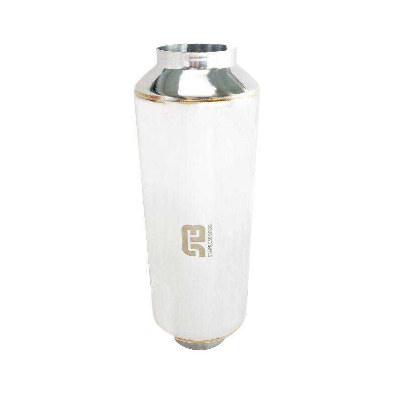 Stainless Bros 12in Overall Length 3.5in SS304 Polished Finish Lightweight Race Muffler Muffler Stainless Bros