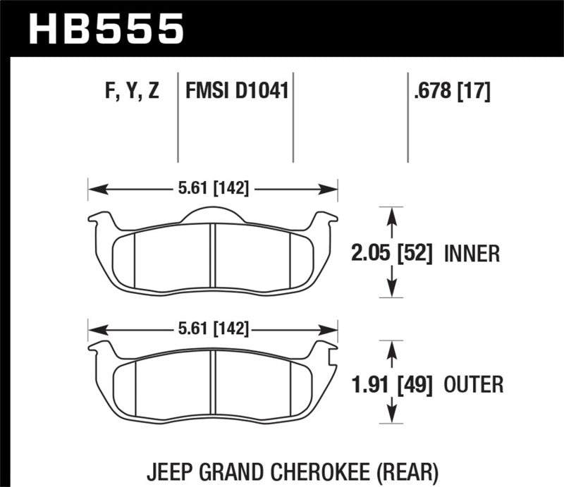 Hawk 06-10 Jeep Commander / 05-10 Grand Cherokee / 05-10 Armada / 04 Pathfinder / 04-10 Tital 5.6L / Brake Pads - Performance Hawk Performance