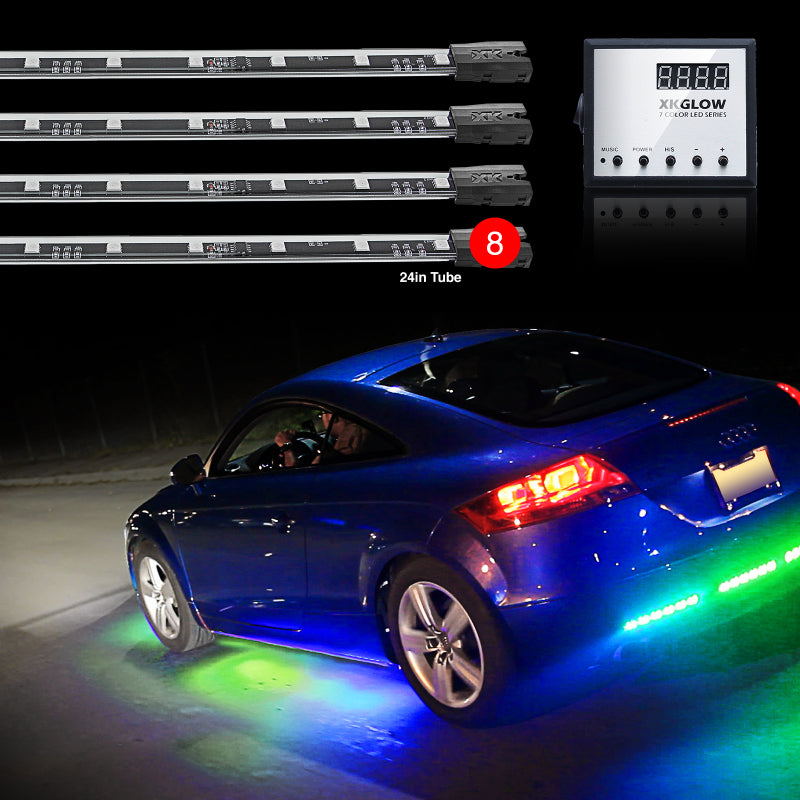 XK Glow 3 Million Color XKGLOW LED Accent Light Car/Truck Kit 8x24In Tubes Light Accessories and Wiring XKGLOW