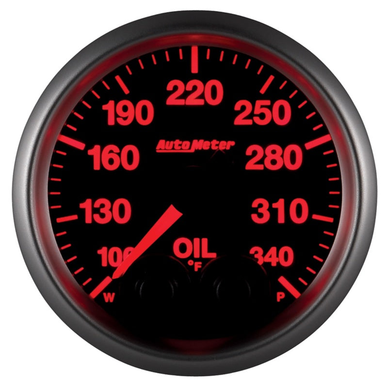 Autometer Elite 52mm 100-340 Deg F Oil Temp Peak & Warn w/ Electronic Control Gauge Gauges AutoMeter