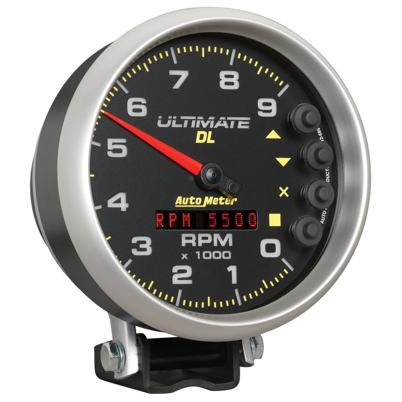 Autometer 5 inch Ultimate DL Playback Tachometer 9000 RPM - Black Performance Monitors AutoMeter