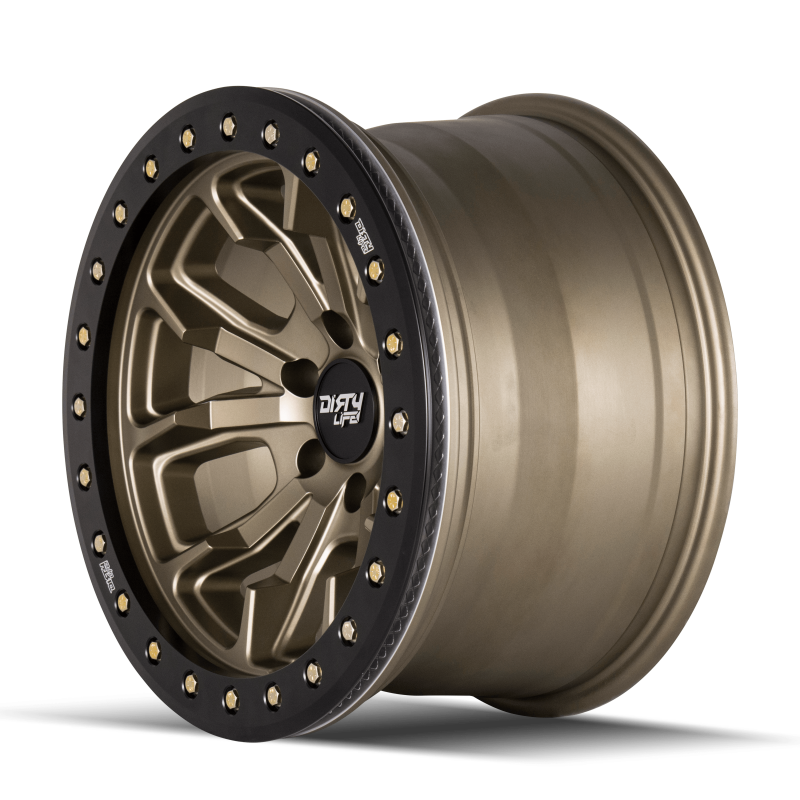 Dirty Life 9303 DT-1 17x9 / 6x139.7 BP / -12mm Offset / 106mm Hub Satin Gold Wheel - Beadlock Wheels - Cast Dirty Life