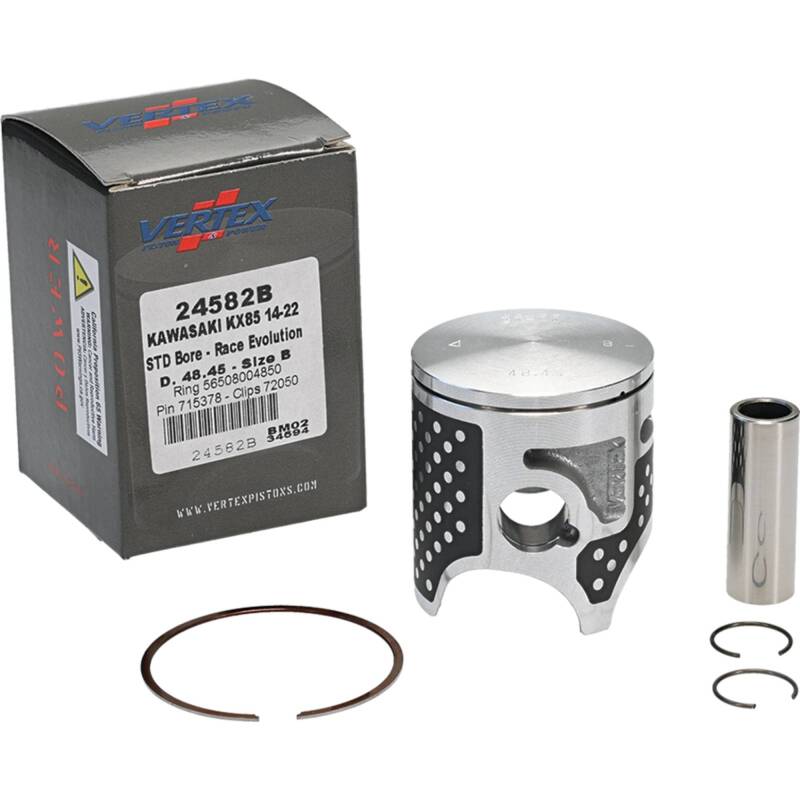 Vertex Piston 14-24 Kawasaki KX 85 85cc Cast Race Evolution Piston Kit Piston Sets - Powersports Vertex Pistons