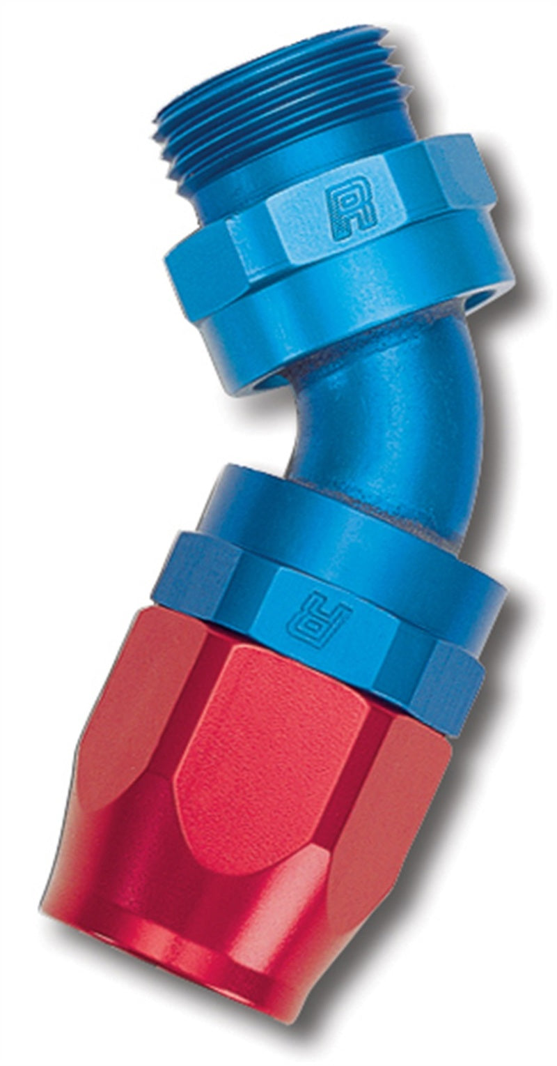 Russell Performance -10 AN Red/Blue 45 Degree Swivel Dry Sump Hose End (-8 Port 3/4in-16 Thread) Fittings Russell