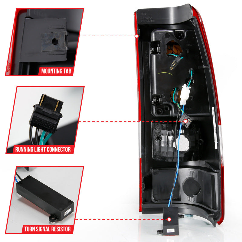 ANZO 1999-2002 Chevy Silverado 1500 LED Taillights Plank Style Chrome With Red/Clear Lens Tail Lights ANZO