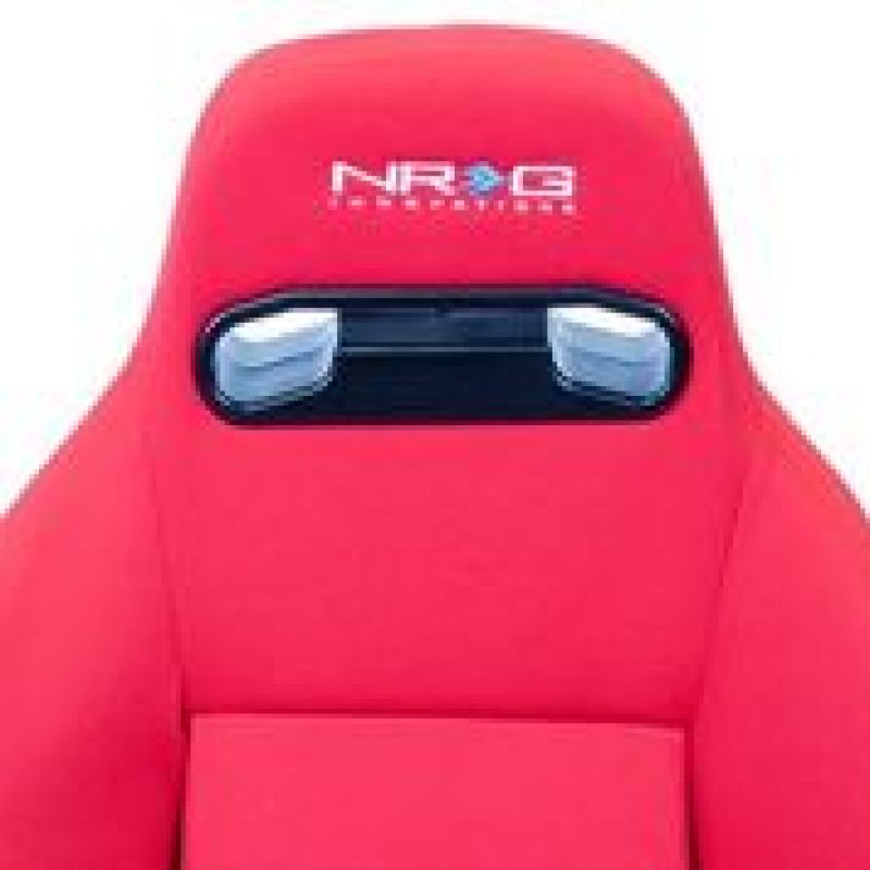 NRG Sport Seats (Pair) Type-R Cloth w/NRG Logo - Red w/Red Stitch Reclineable Seats NRG