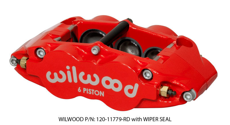 Wilwood Caliper-Narrow Superlite 6R-LH - Red 1.62/1.12/1.12in Pistons 1.25in Disc Brake Calipers - Perf Wilwood