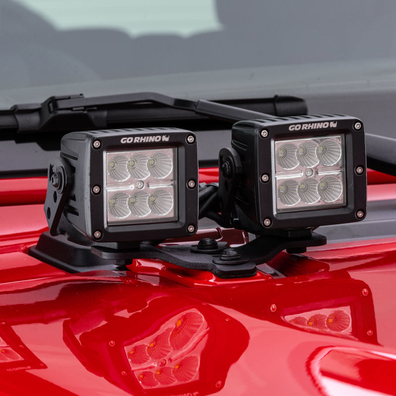 Go Rhino 18-20 Jeep Wrangler JL/JLU/Gladiator JT Light Mount - Two 3in Cubes Light Mounts Go Rhino