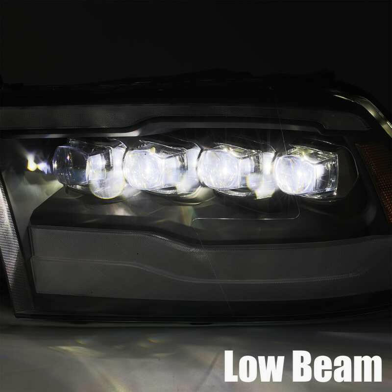 AlphaRex 09-18 Dodge Ram 1500HD NOVA LED Projector Headlights Plank Style Design Alpha Black w/DRL Headlights AlphaRex