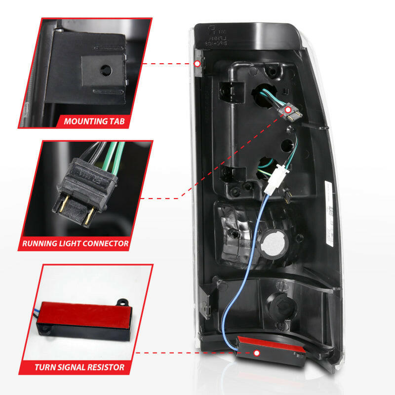 ANZO 2003-2006 Chevy Silverado 1500 LED Taillights Plank Style Black w/Clear Lens Tail Lights ANZO