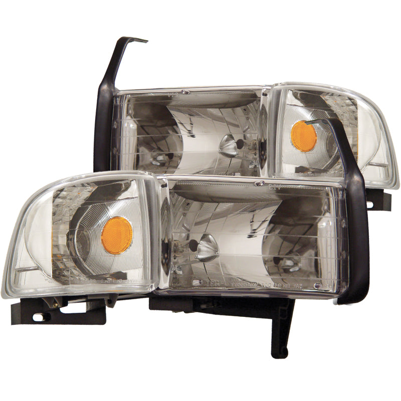ANZO 1994-2001 Dodge Ram Crystal Headlights Chrome Headlights ANZO