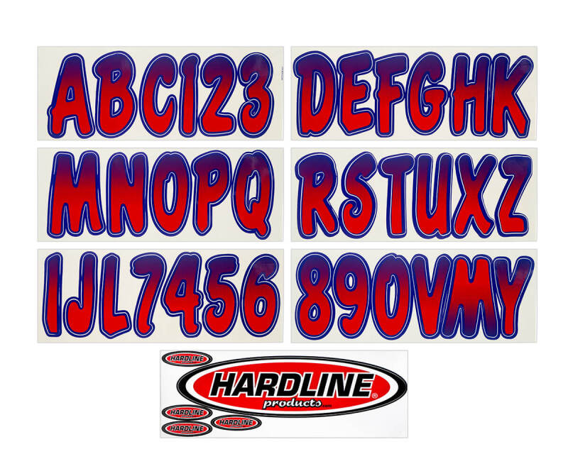 Hardline Boat Lettering Registration Kit 3 in. - 200 Red/Purple Stickers/Decals/Banners Hardline