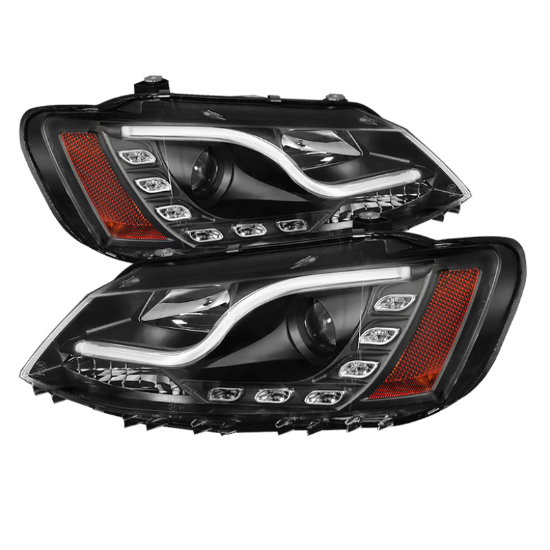 Spyder Volkswagen Jetta 11-14 Projector Headlights Halogen Light Tube DRL Blk PRO-YD-VJ11-LTDRL-BK Headlights SPYDER