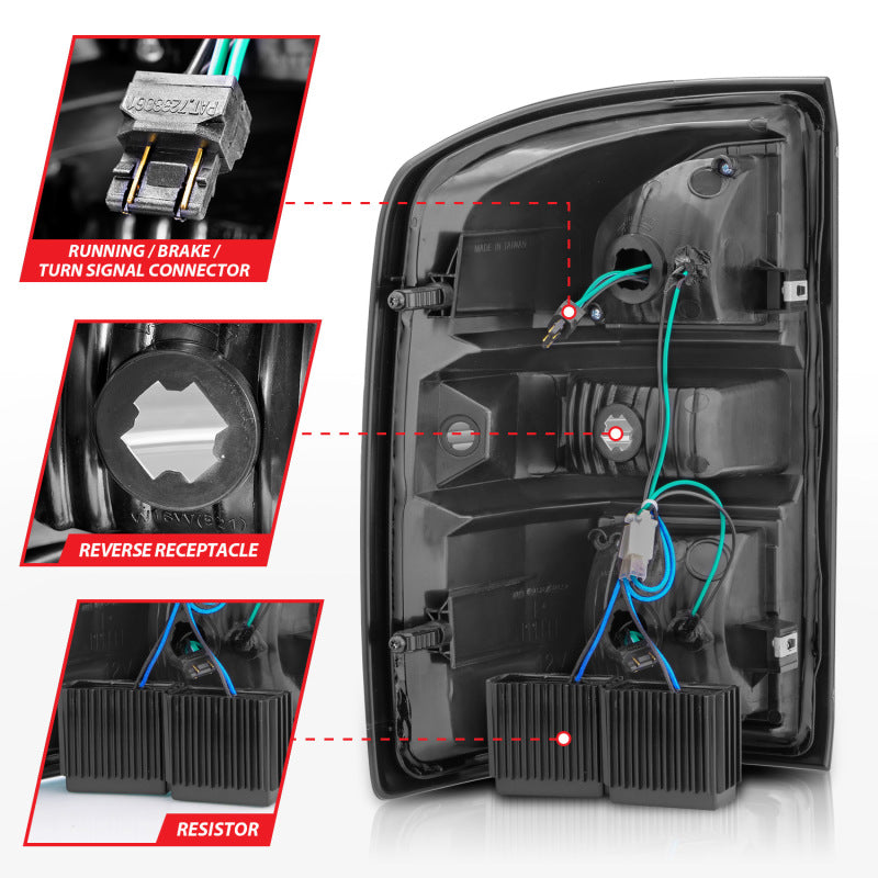 ANZO 2014-2018 GMC Sierra LED Tail Lights Black Housing Smoke Lens Tail Lights ANZO