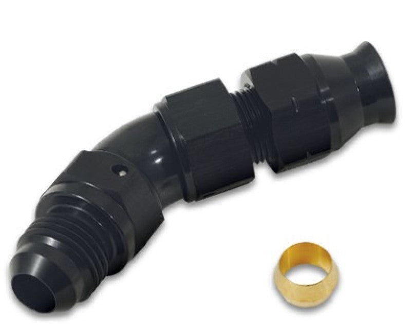Vibrant 45 Degree 3/8in Tube to Male -6AN Flare Adapter w/ Olive Inserts Fittings Vibrant