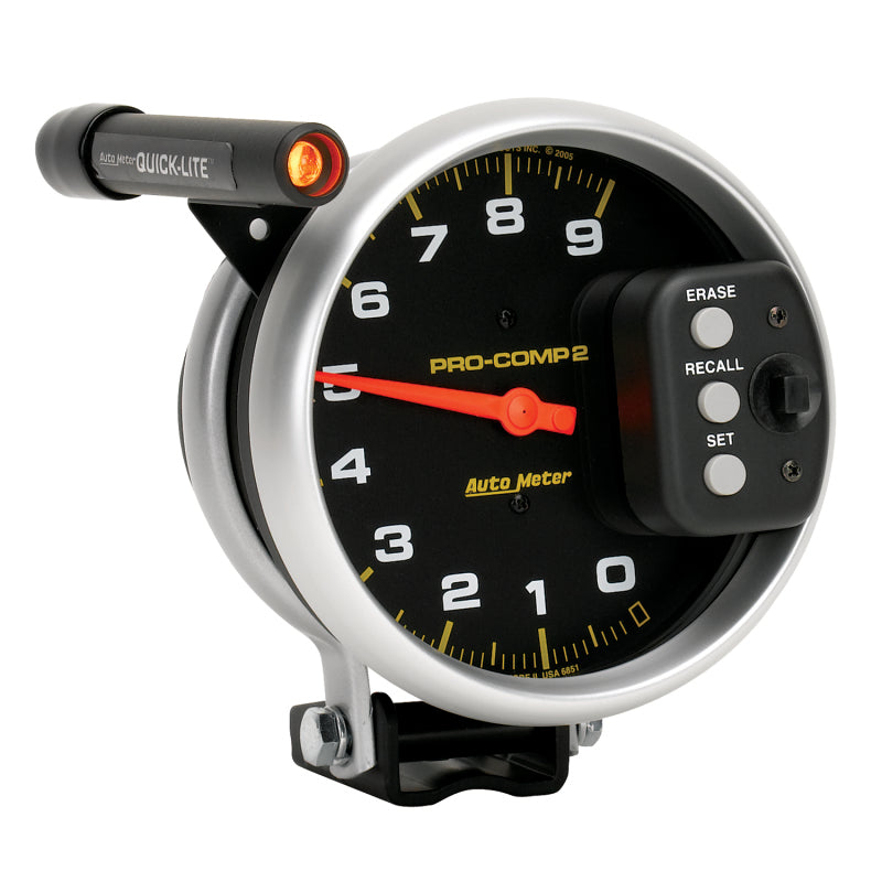 AutoMeter Gauge Tach 5in. 9K RPM Pedestal W/ Quick Lite & Peak Memory Pro-Comp Gauges AutoMeter