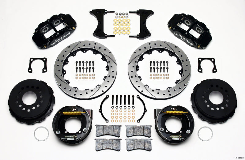 Wilwood Narrow Superlite 4R Rear P-Brk Kit 12.88in Drilled Chevy 12 Bolt-Spec 3.15in Bearing Big Brake Kits Wilwood