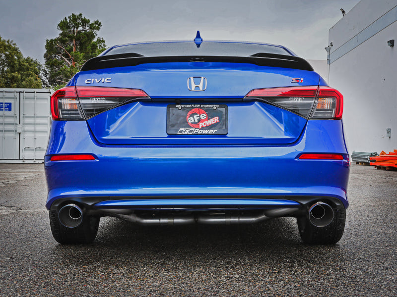aFe POWER Takeda 22-23 Honda Civic Si I4-1.5L (t) 2.5in to 3in 304 SS CB Exhaust - Blue Flame Tips Catback aFe
