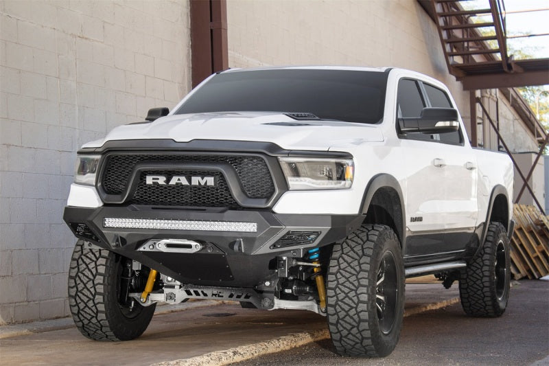 Addictive Desert Designs 2019 Ram Rebel 1500 Stealth Fighter Fr Bumper w/Winch&Parking Sensor Mounts Bumpers - Steel Addictive Desert Designs