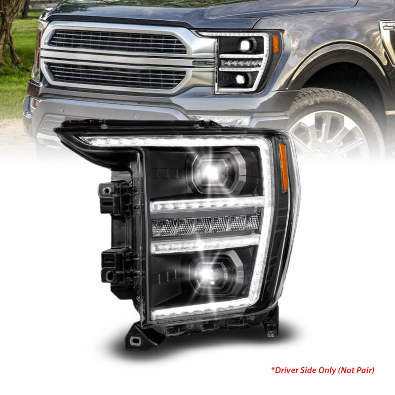 ANZO 21-23 Ford F150 LED Projector Headlight w/Switchback+Sequential - Black (Driver Side Only) Headlights ANZO