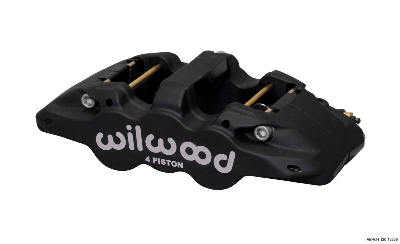 Wilwood Caliper-Aero4 - Black Anodize 1.12/1.12in Pistons 1.25in Disc Brake Calipers - Perf Wilwood