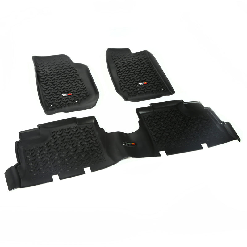 Rugged Ridge Floor Liner Front/Rear Black 2007-2018 Jeep Wrangler JK 4 Dr Floor Mats - Rubber Rugged Ridge