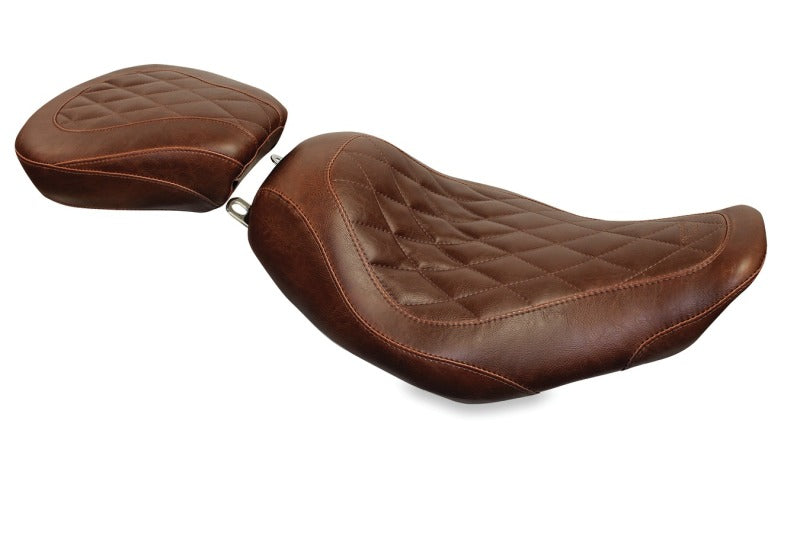 Mustang 97-07 Harley Rd King,06-07 Str Glide,00-05 Eagle Tripper Solo Seat Diamond Stitch - Brown Solo Motorcycle Seats Mustang Motorcycle