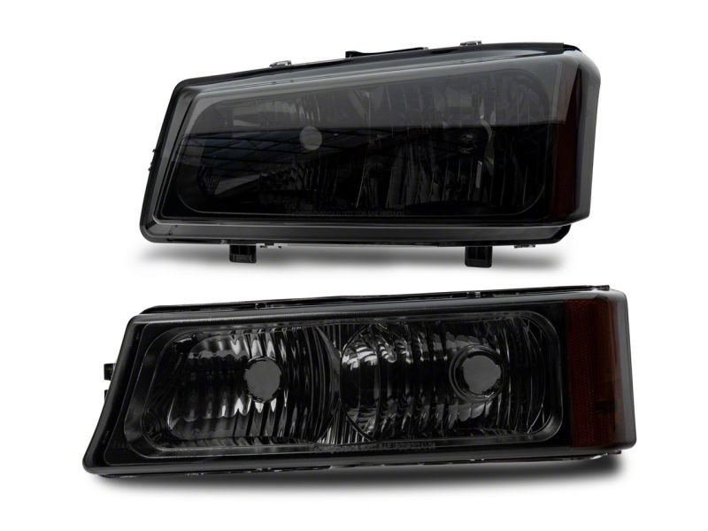 Raxiom 03-06 Chevrolet Silverado 1500 Axial OEM Style Rep Headlights- Chrome Housing- Smoked Lens Headlights Raxiom