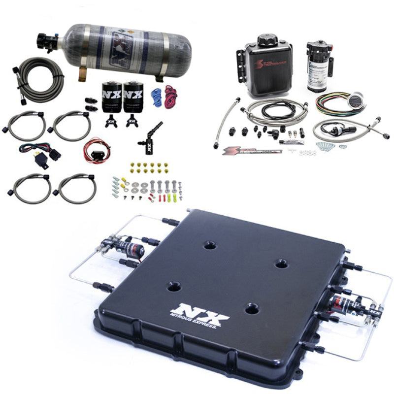 Nitrous Express Nitrous & Water Injection Kit w/Billet LT4 Supercharger Lid w/12lb Bottle Nitrous Systems Nitrous Express