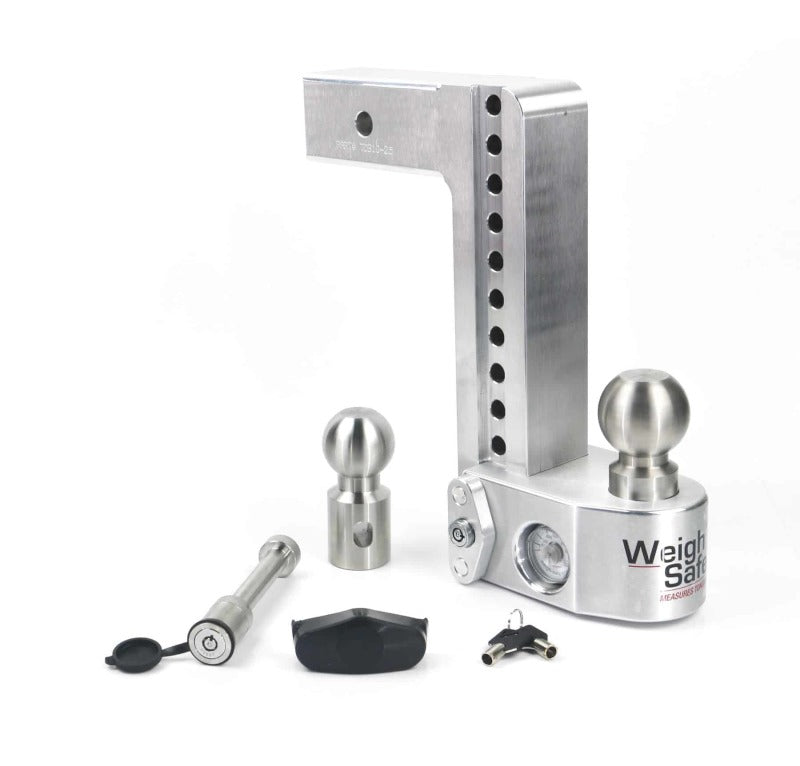 Weigh Safe 10in Drop Hitch w/Built-in Scale & 2.5in Shank (10K/18.5K GTWR) w/WS05 - Aluminum Hitch Ball Mounts Weigh Safe