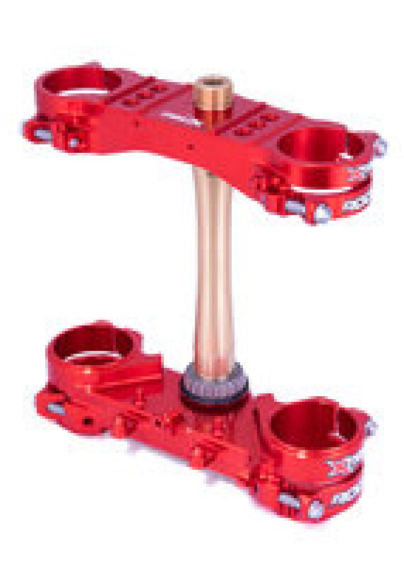 XTrig 18-21 Honda CRF 250 R/ CRF 450 R ROCS Tech Triple Clamp 22 mm. Offset M12 - Red Clamps XTrig