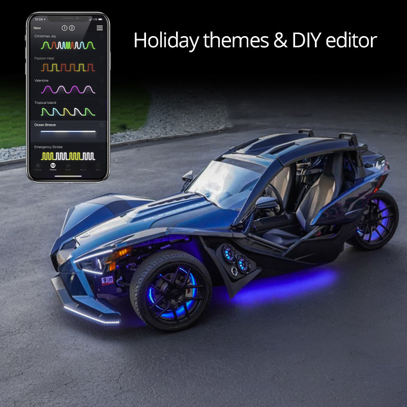XK Glow LED Underglow Light Kit for Polaris Slingshot XKCHROME Smartphone App Controller (Standard) Light Accessories and Wiring XKGLOW